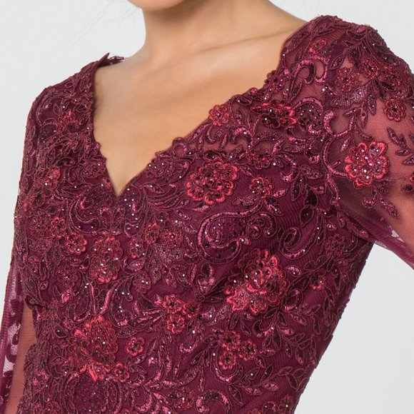 Lace Bodice V-Neck A-Line Prom Dress GSGL2825 - Picture 2 of 9